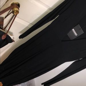 Missguided -  Jersey Side Split Midi Black Dress